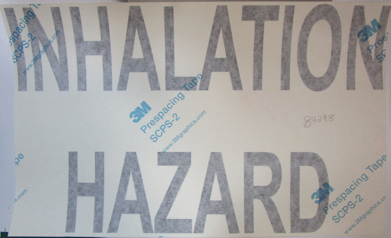 Decal "Inhalation"-18" LG "Hazard"-13" LG Black 4" Letter HGT Stacked 10 Yr Vinyl
